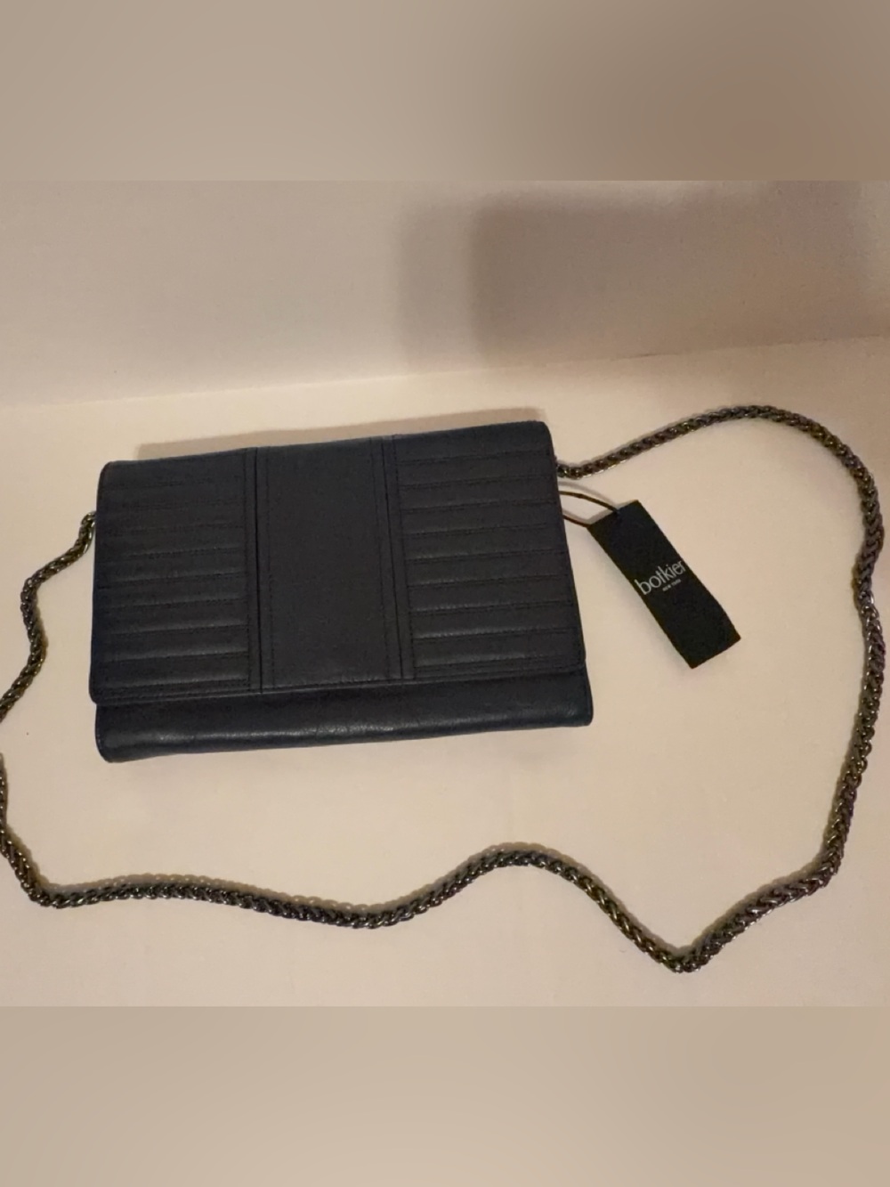 Botkier Navy Blue Quilted Leather Crossbody with Chain Strap
